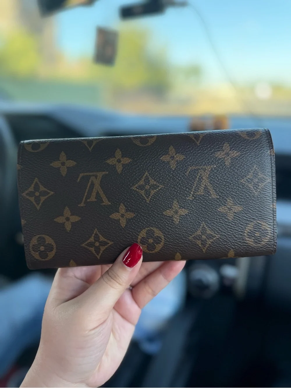 Louis Vuitton Monogram Continental Wallet with Red Flower Hardware